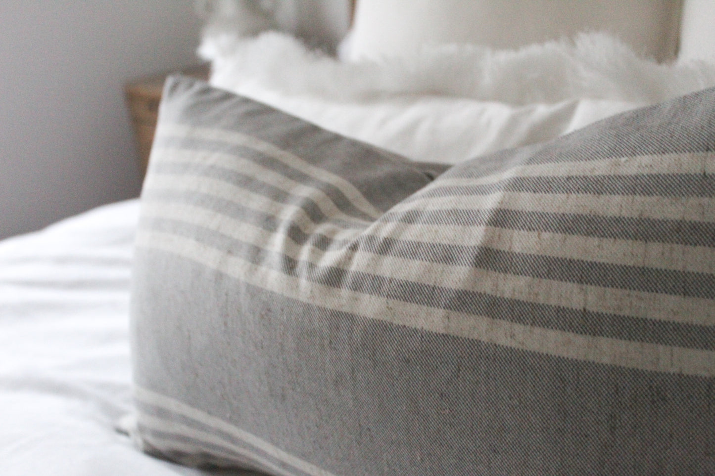 Light grey tickling lumbar cushion cover 50 x 30cm