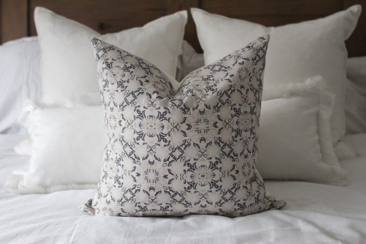 Neutral floral cotton 45 x 45cm country style cushion