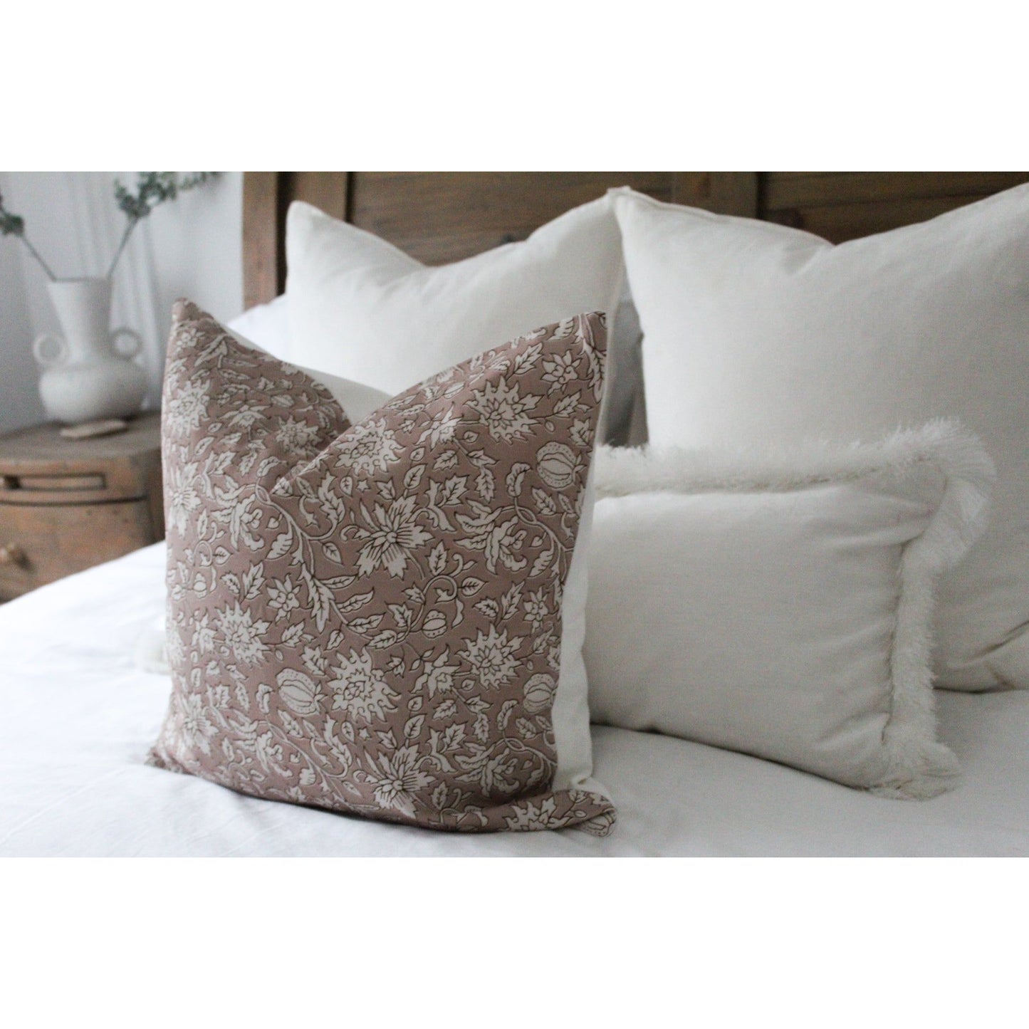 Blush pink patterns cotton cushion 45 x 45cm