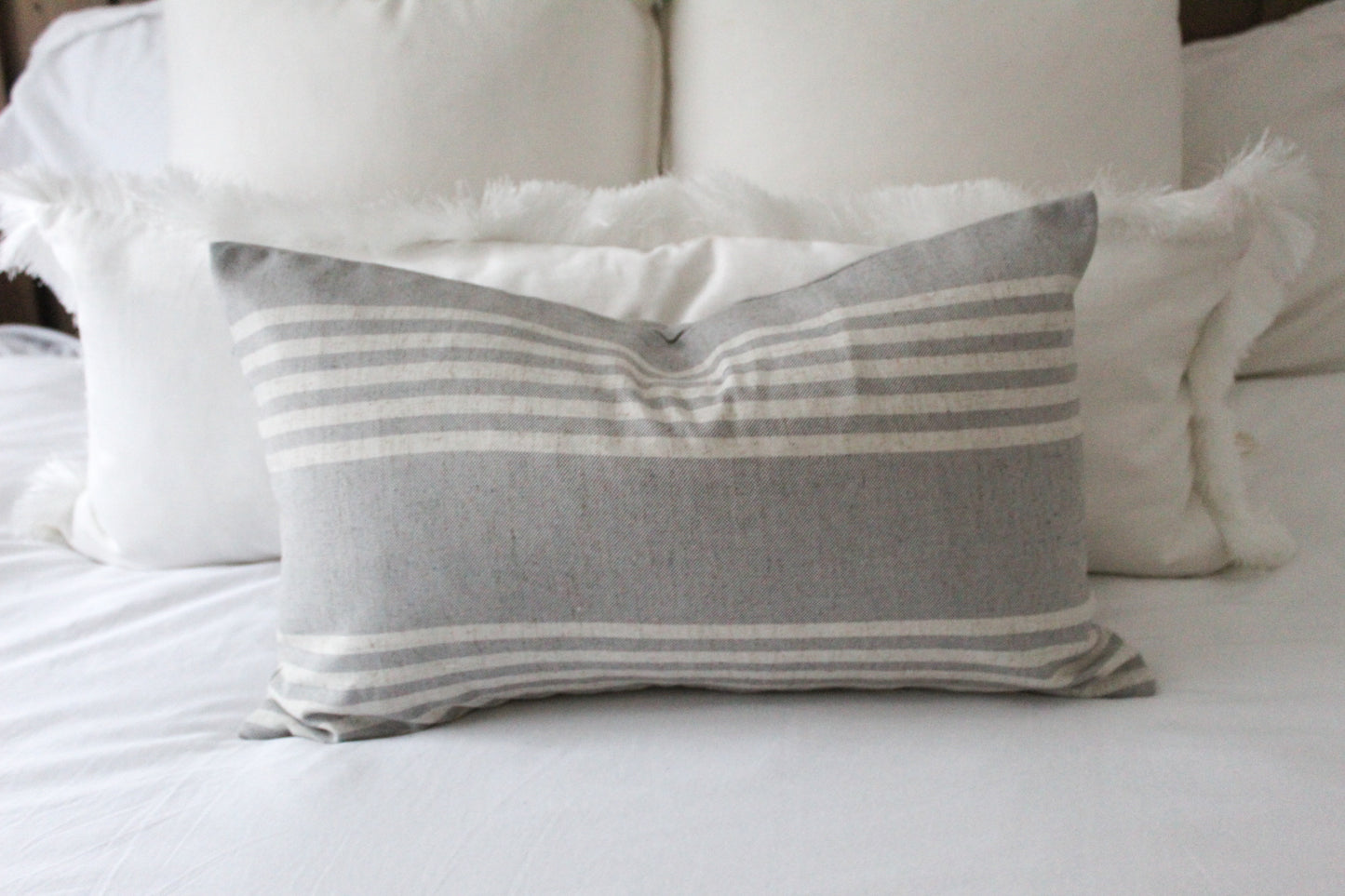 Light grey tickling lumbar cushion cover 50 x 30cm