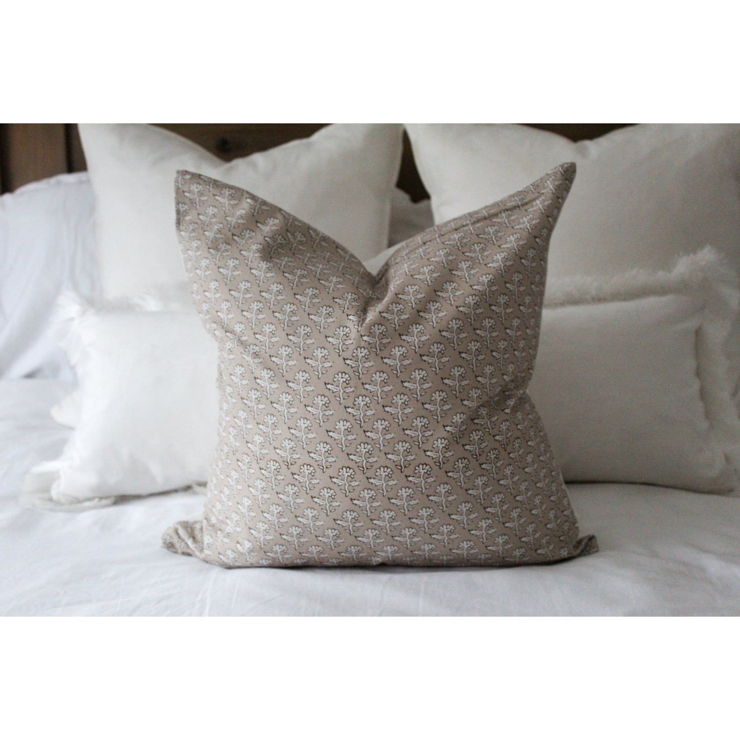 Beige and white country style cushion 45 x 45