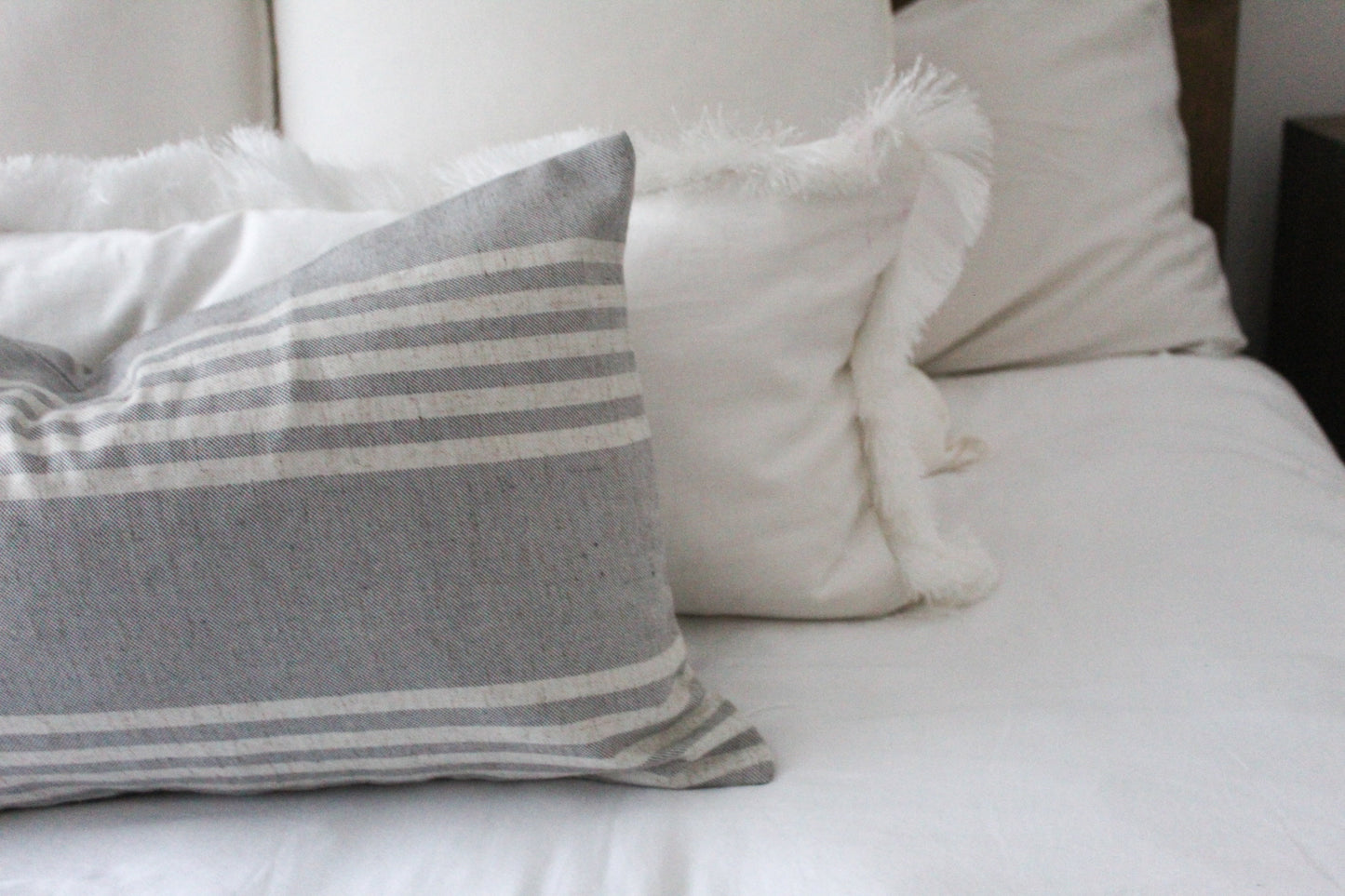 Light grey tickling lumbar cushion cover 50 x 30cm