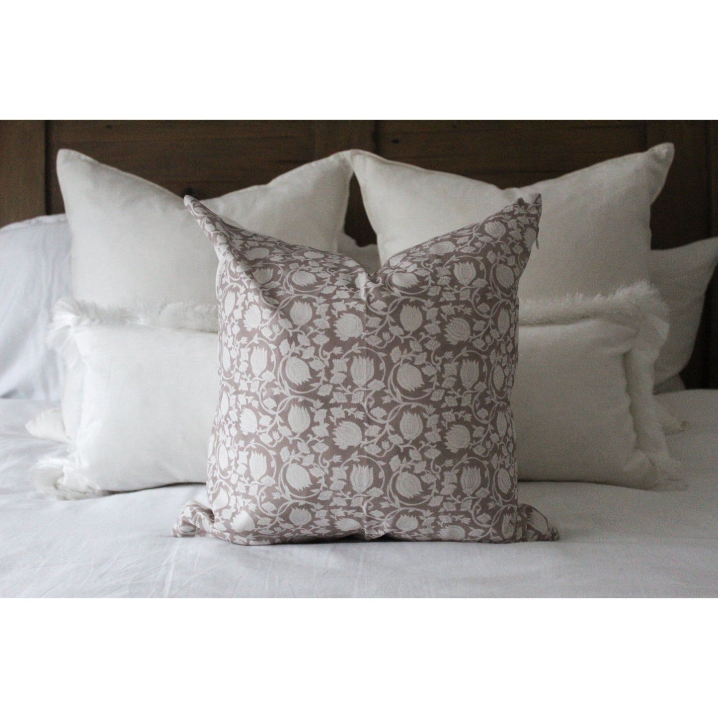 Neutral floral cotton cushion 45 x 45cm