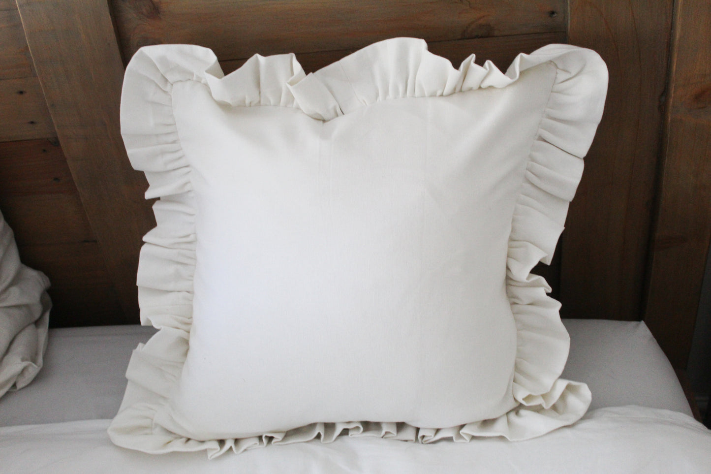 Cream Frilly country cotton throw Cushion 45x45cm
