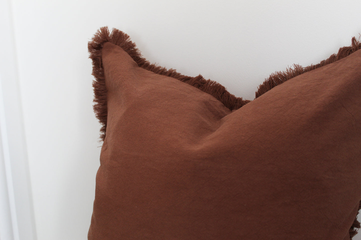 Brown fringe cotton cushion 45x45cm