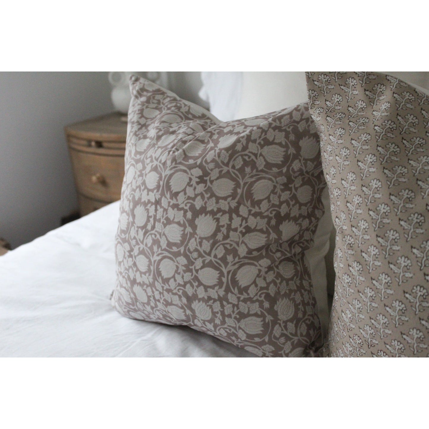 Neutral floral cotton cushion 45 x 45cm