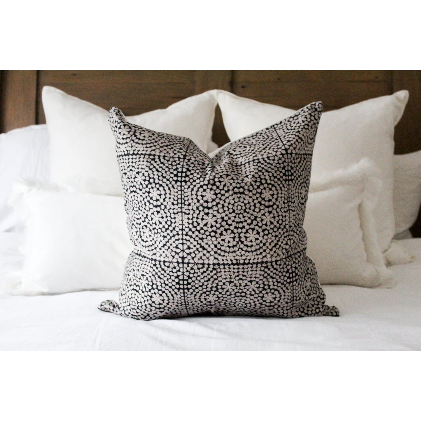 Floral modern black cotton cushion 45x45cm