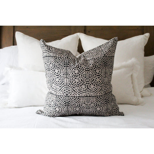 Floral modern black cotton cushion 45x45cm