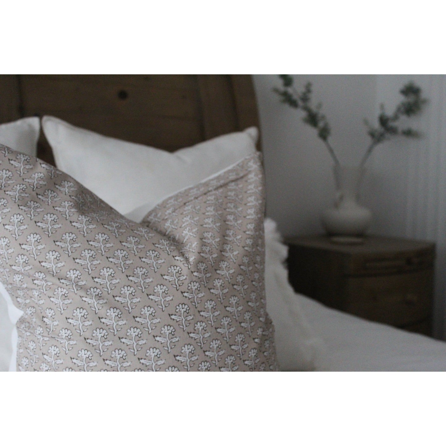 Beige and white country style cushion 45 x 45