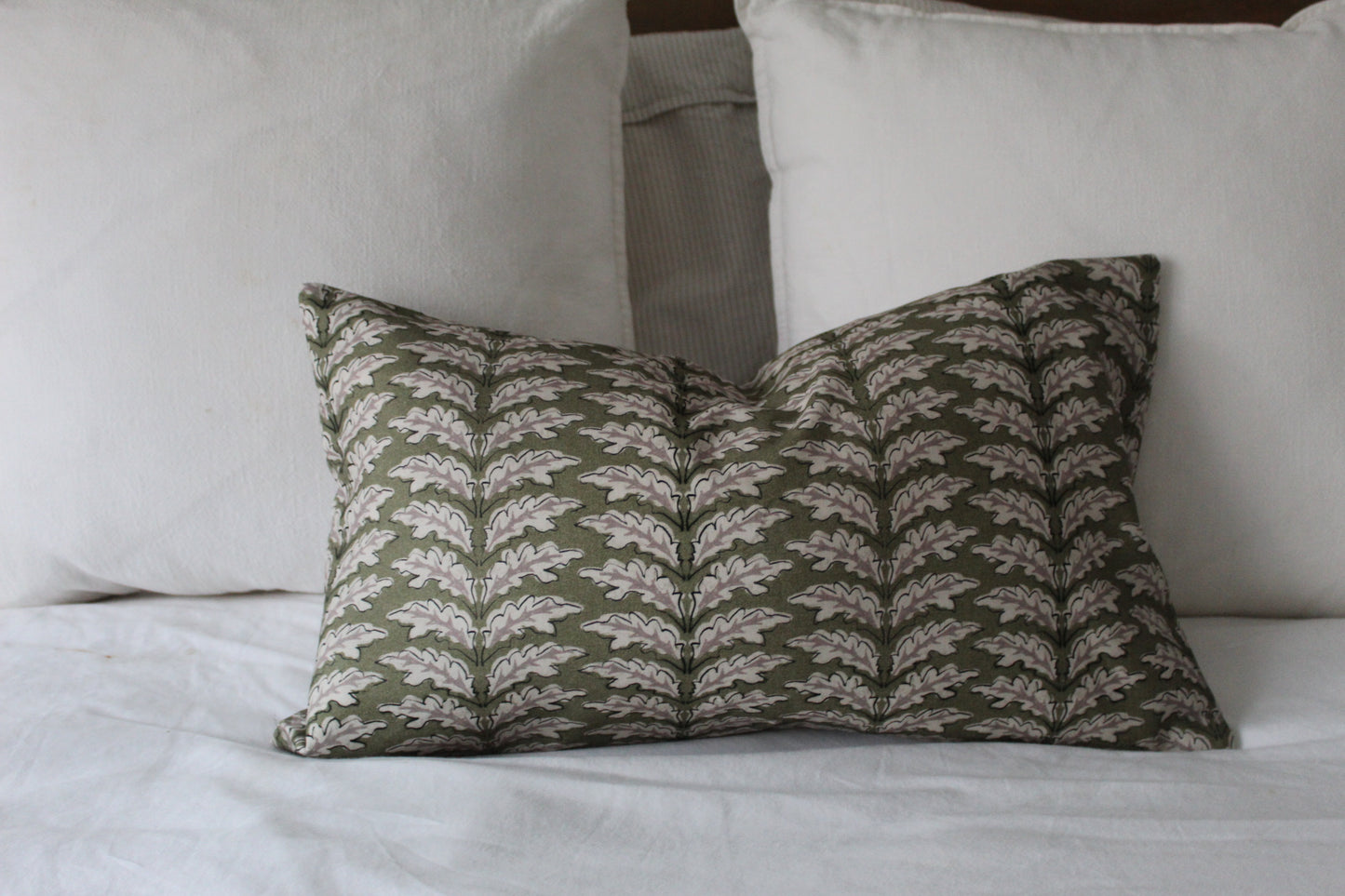 Floral green lumbar pillow cover