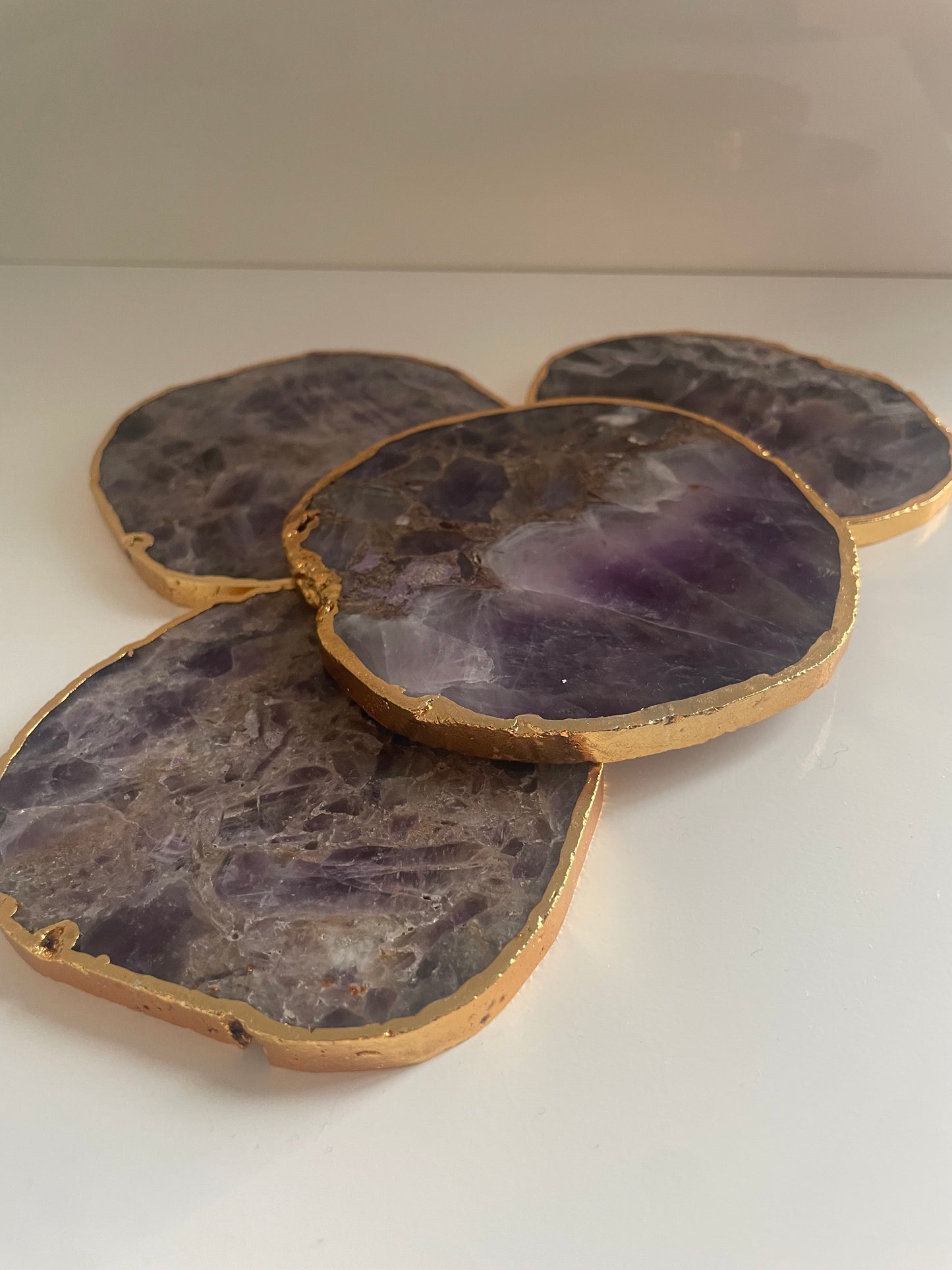 Amethyst crystal coasters