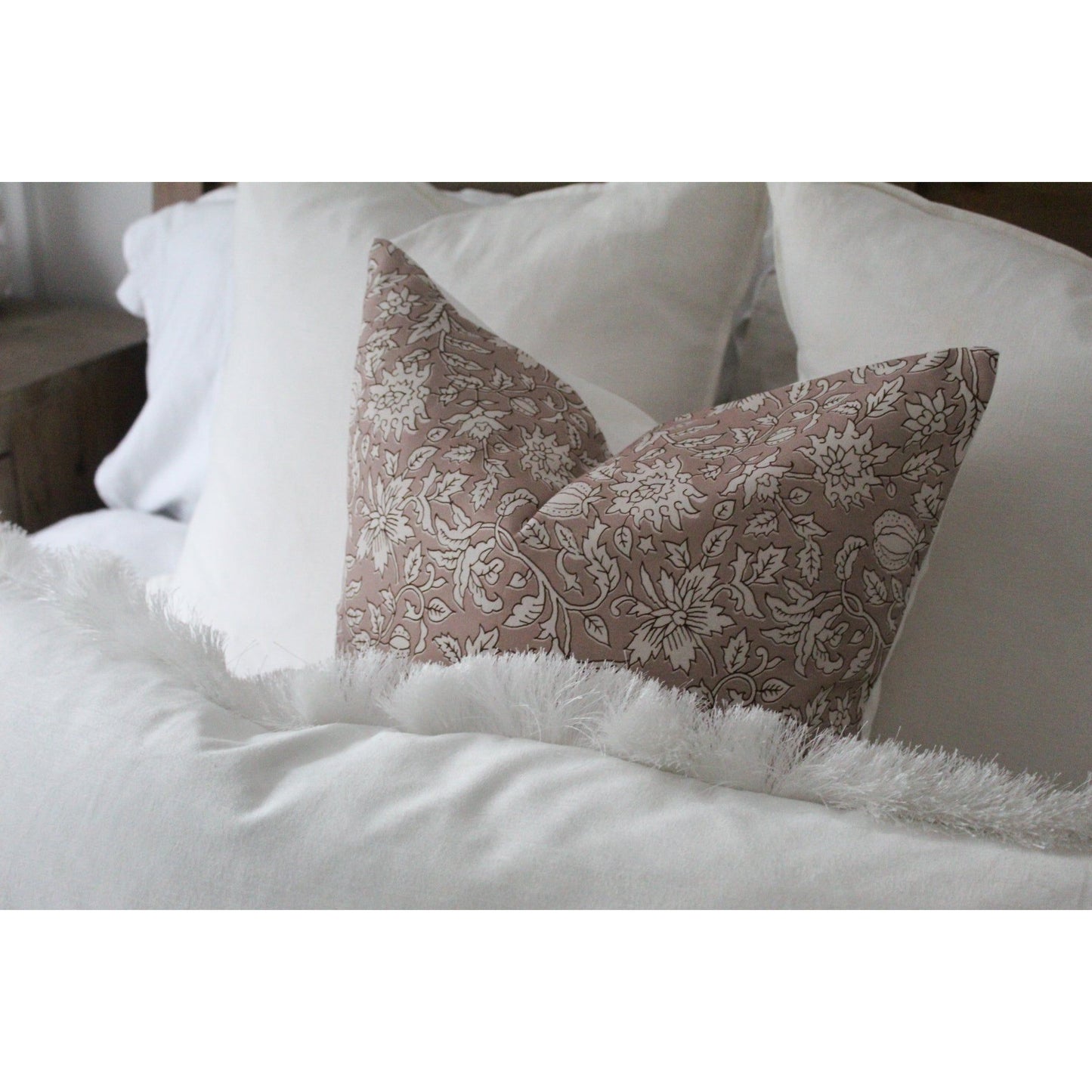 Blush pink patterns cotton cushion 45 x 45cm