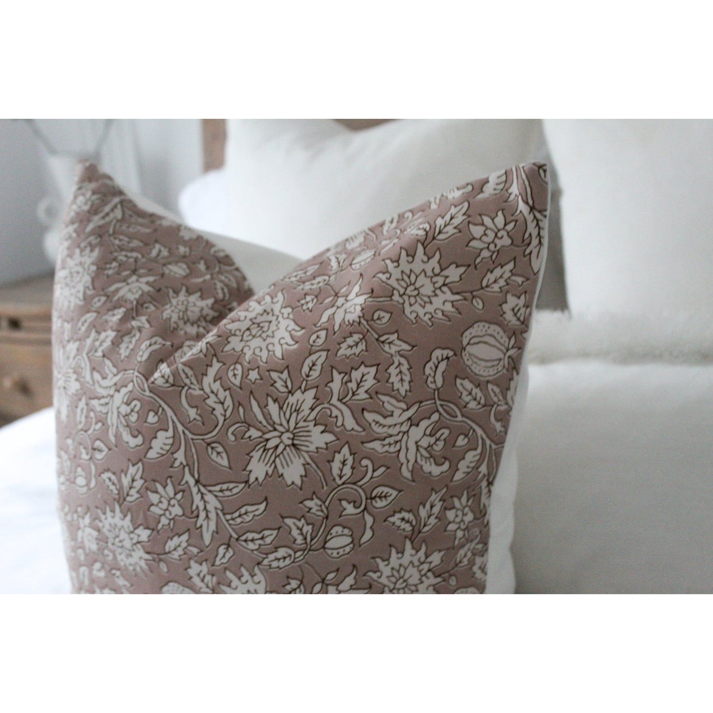 Blush pink patterns cotton cushion 45 x 45cm