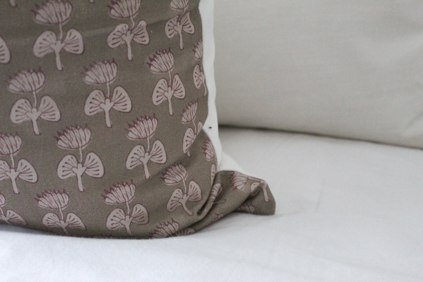 Brown and pink bow cotton cushion 45 x 45cm