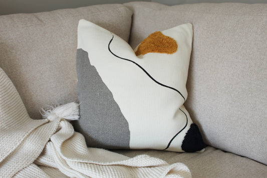 Cream Tufted abstract Cushion 45 x 45cm