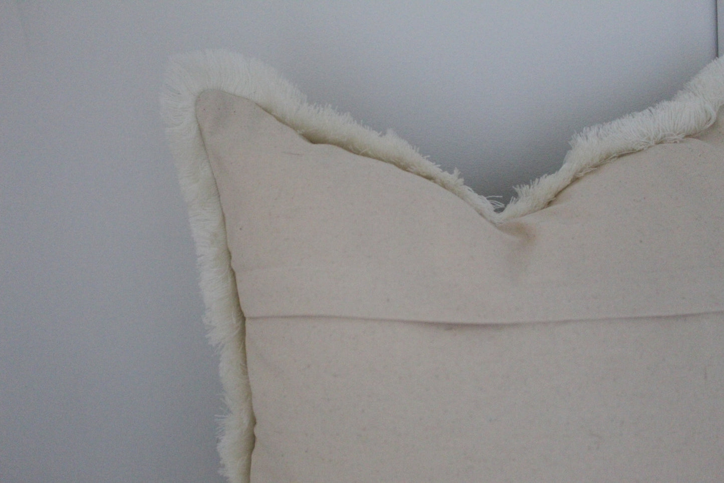 Olive cream fringe trim cotton cushion 45 x 45cm