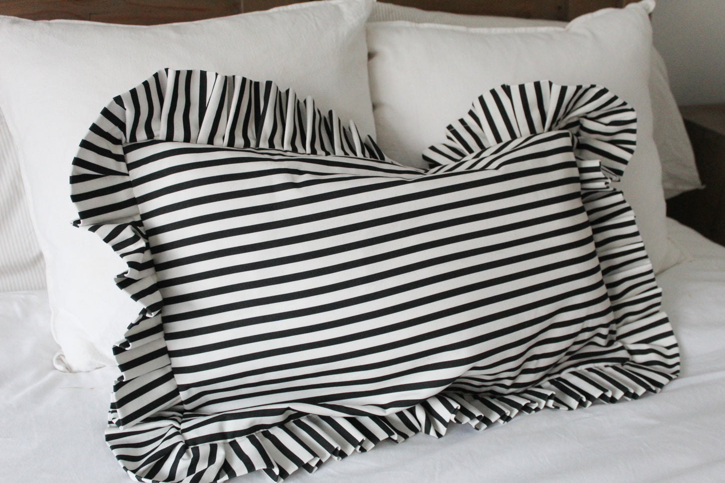 Stripe black lumbar pillow cover 60x40cm