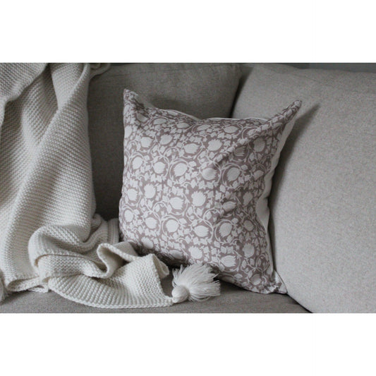 Neutral floral cotton cushion 45 x 45cm