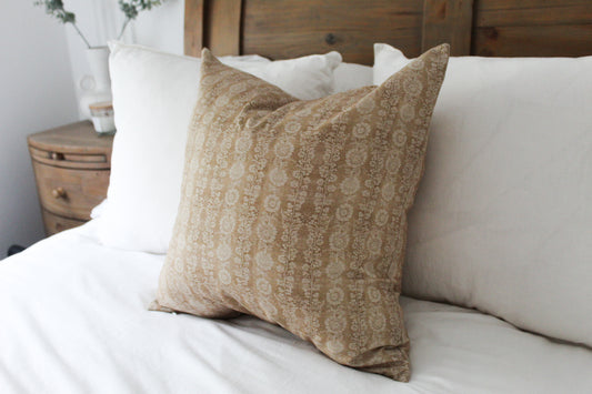 Sand floral print cushion with feather insert 50x50cm