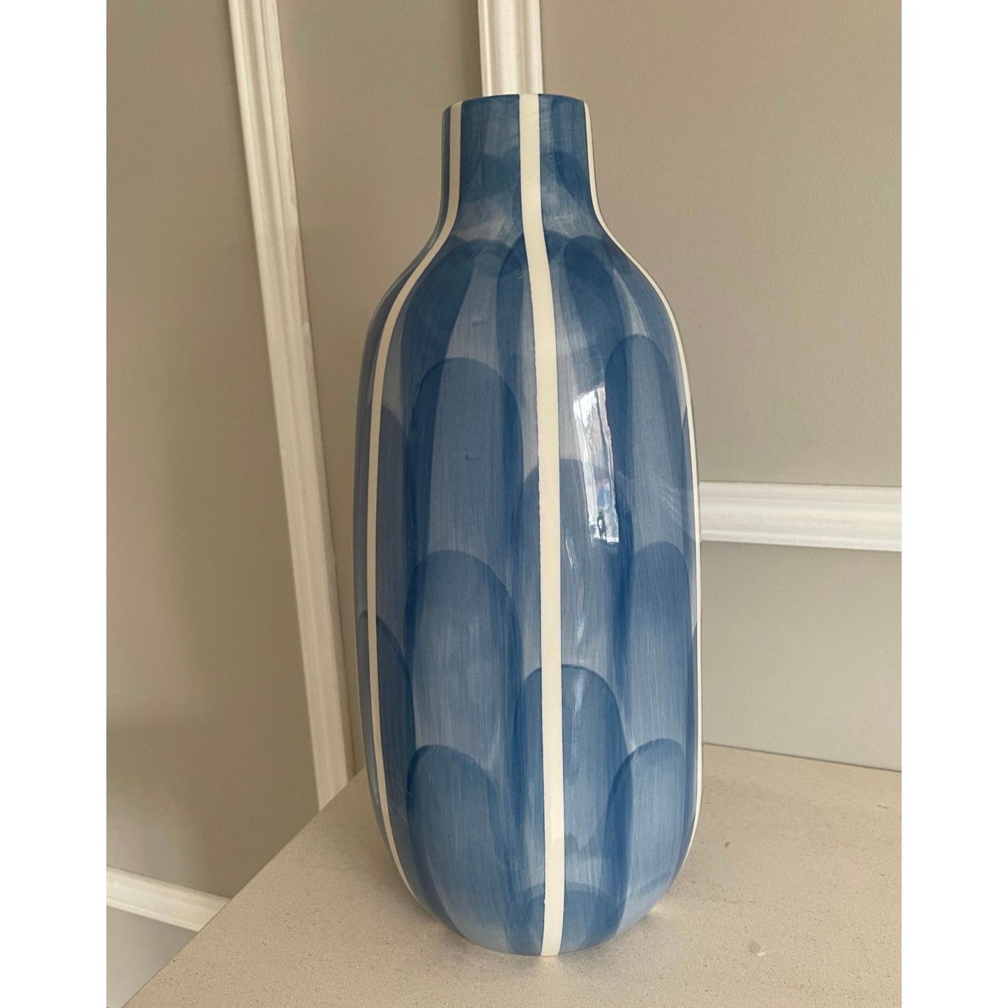 Blue tall floor vase