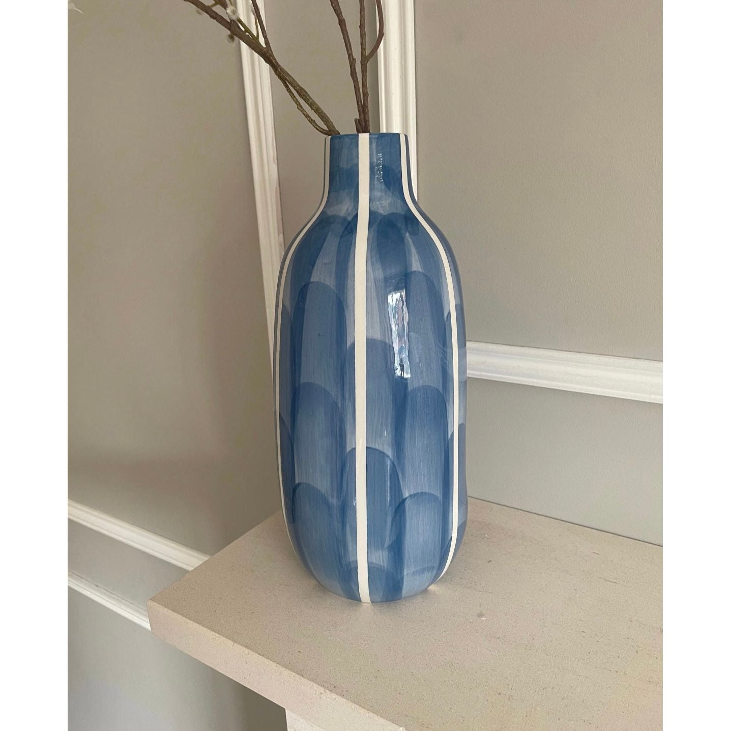 Blue tall floor vase