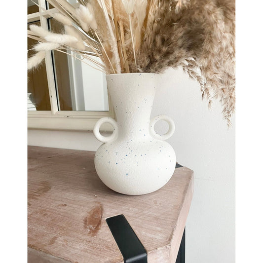 Large Ceramic jug vase with blue splatter