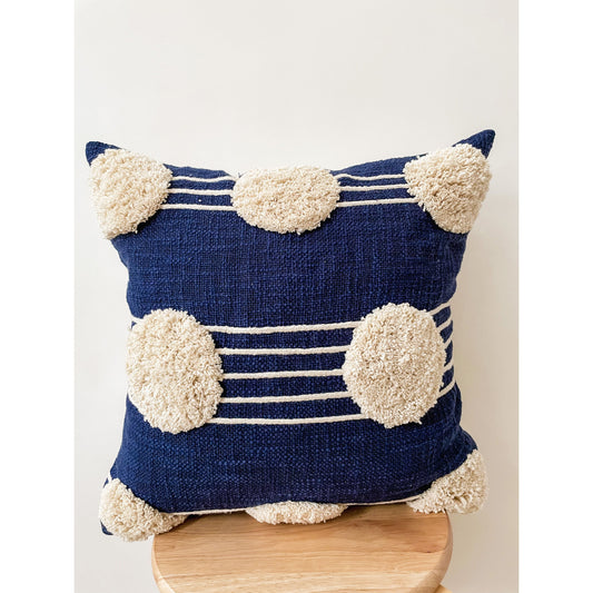 Navy Polka dot Cotton Cushion 45x45cm