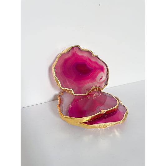 Agate Pink Stone Crystal Coasters