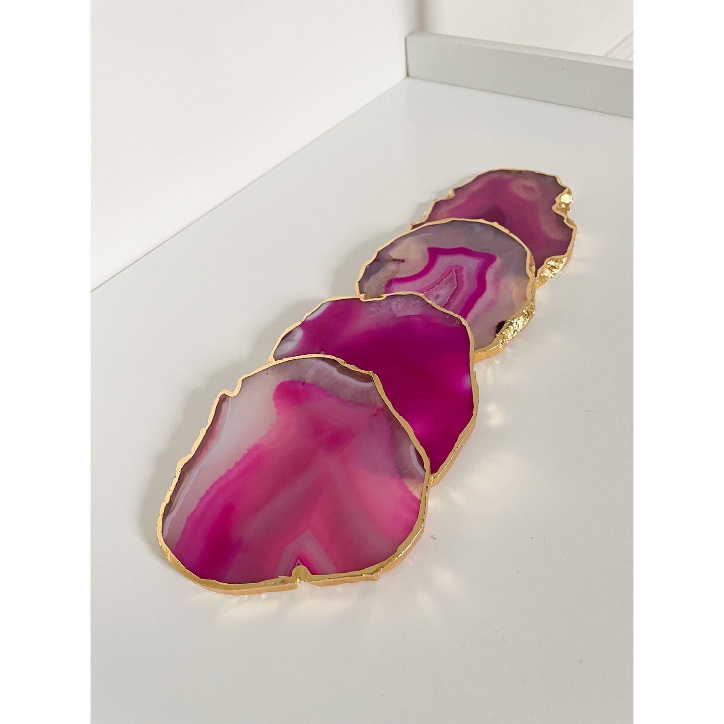 Agate Pink Stone Crystal Coasters