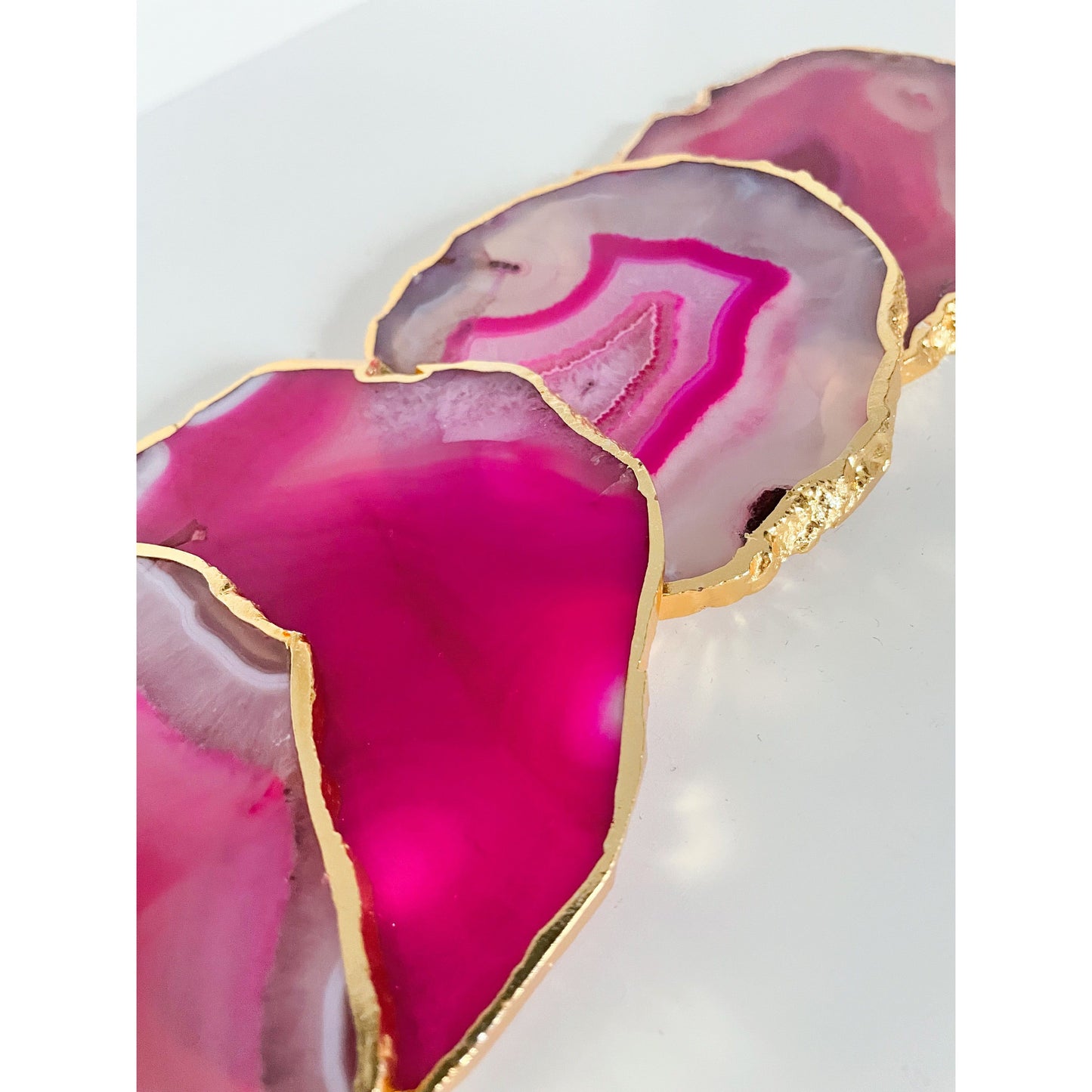 Agate Pink Stone Crystal Coasters