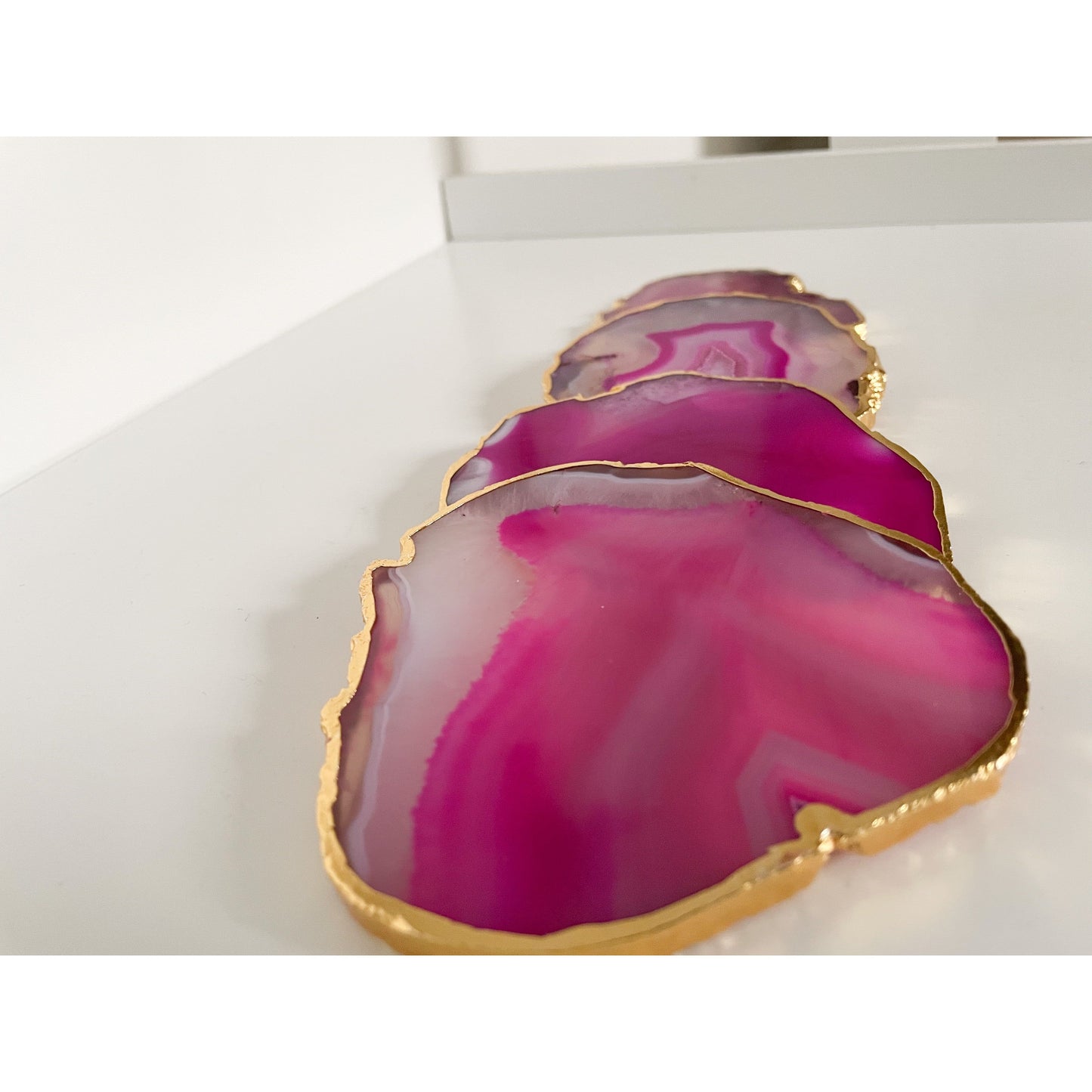 Agate Pink Stone Crystal Coasters
