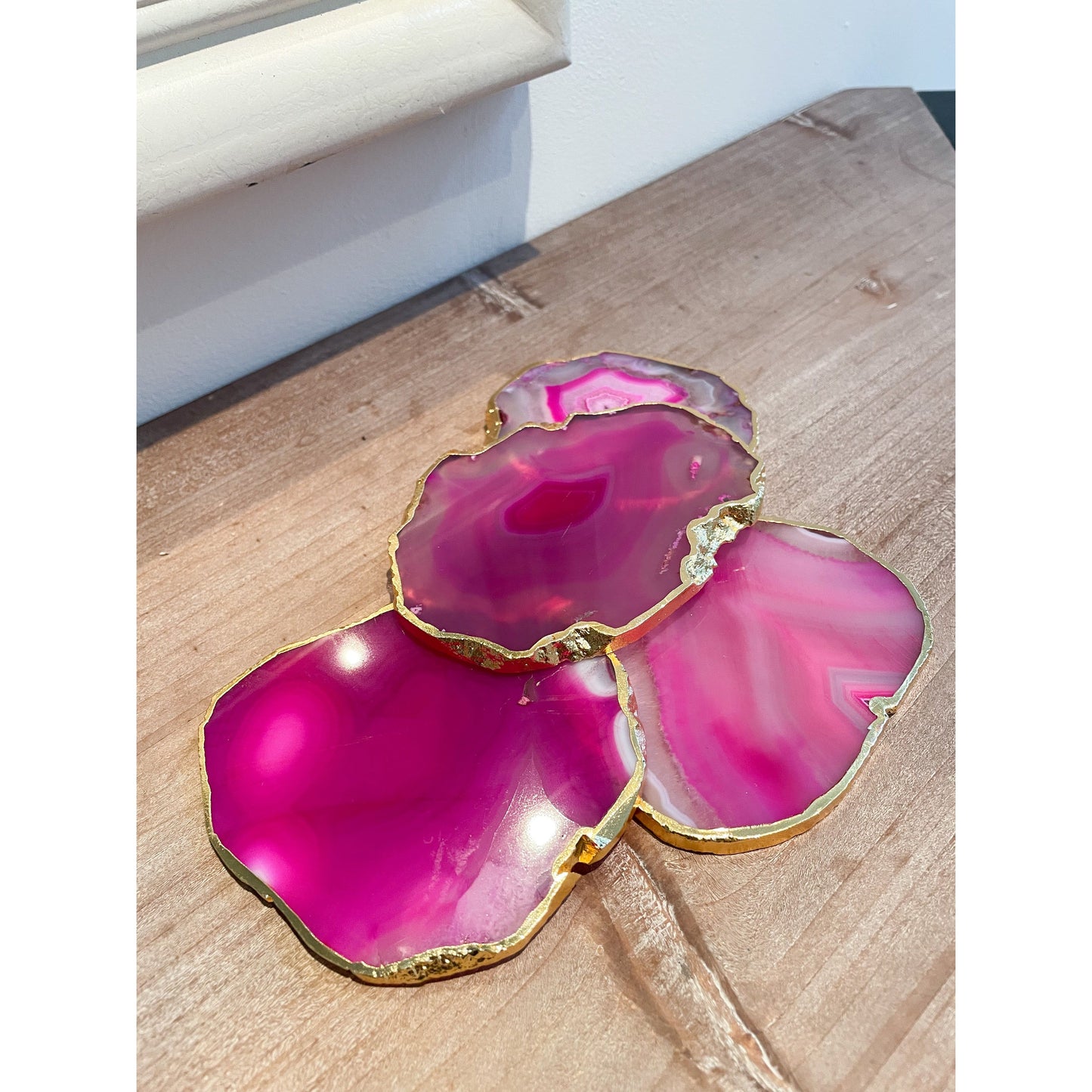 Agate Pink Stone Crystal Coasters