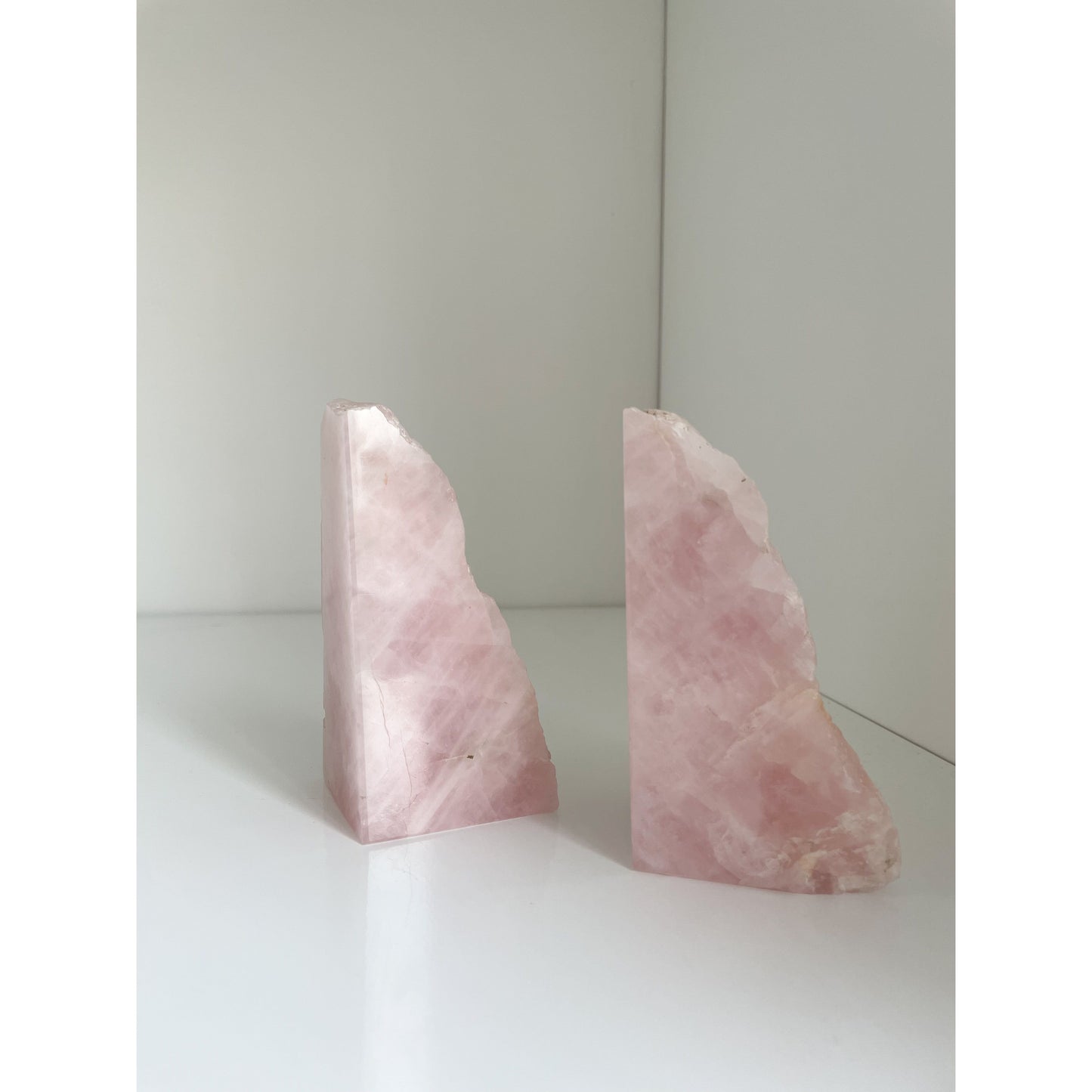 Pink quartz agate stone bookends
