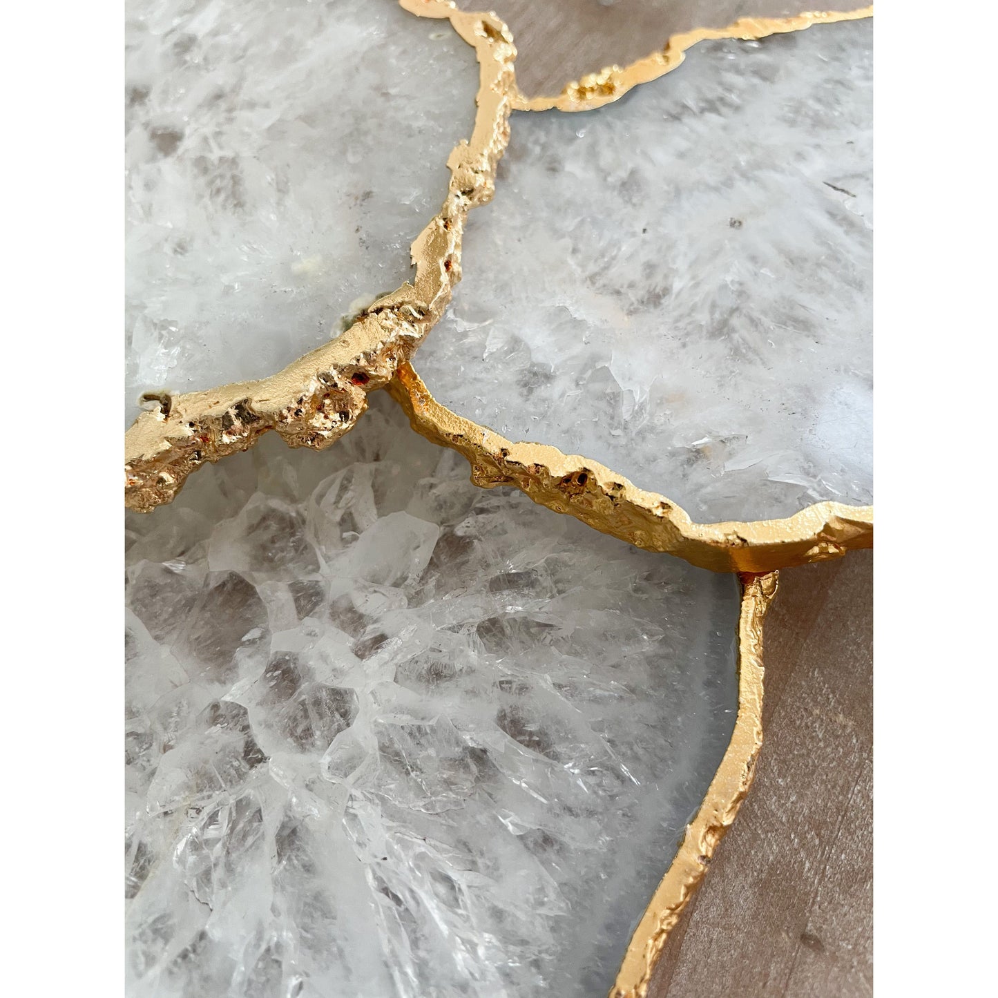 Crystal Agate Stone Coasters with Gold Edge