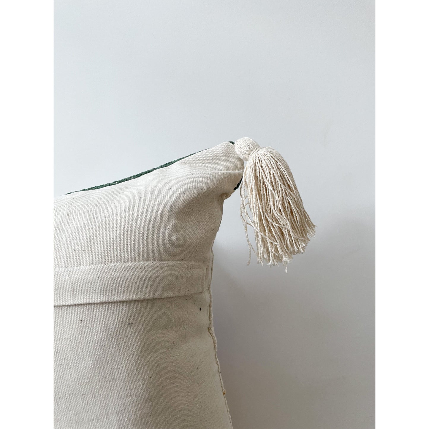 Green Boho Tassel Cushion Cover - Miley