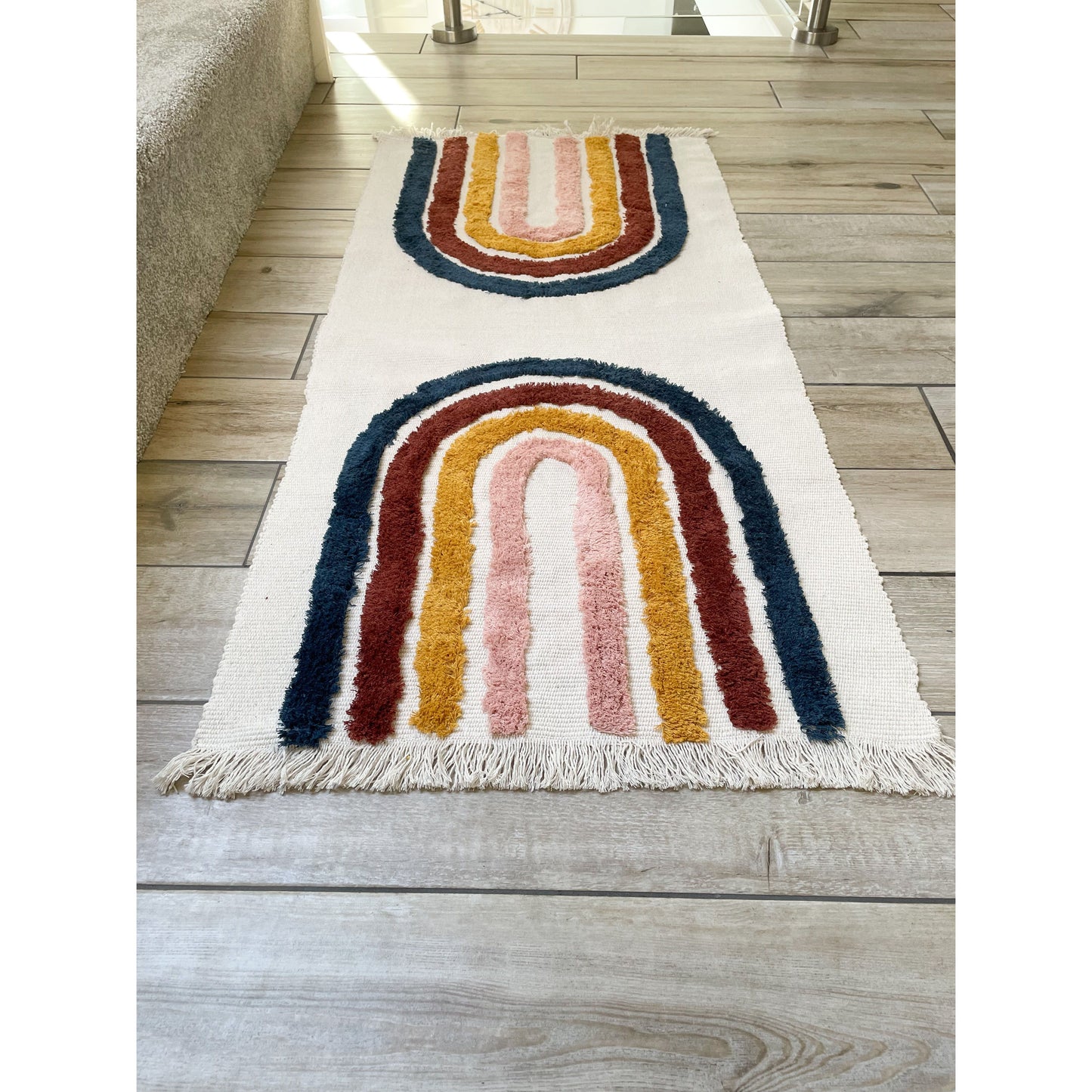 Rainbow Tufted Hallway Runner Rug 60 x 90cm