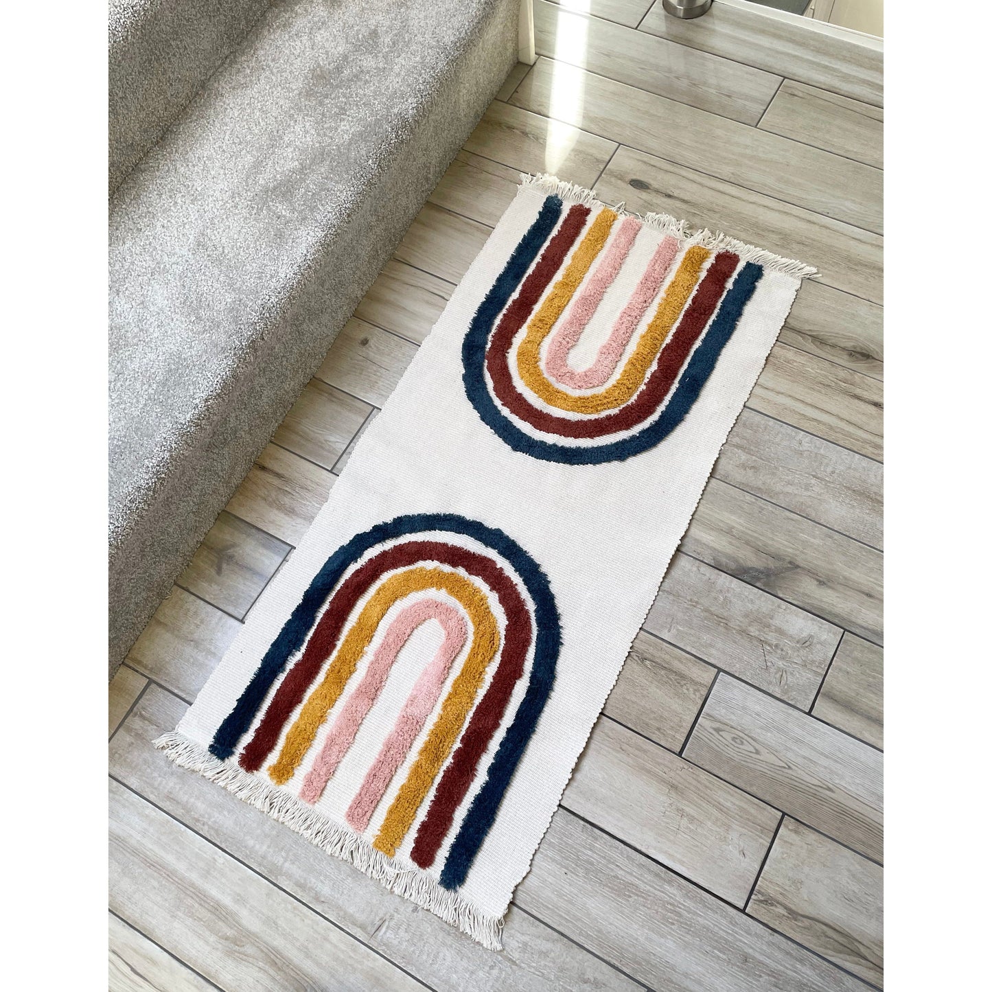 Rainbow Tufted Hallway Runner Rug 60 x 90cm