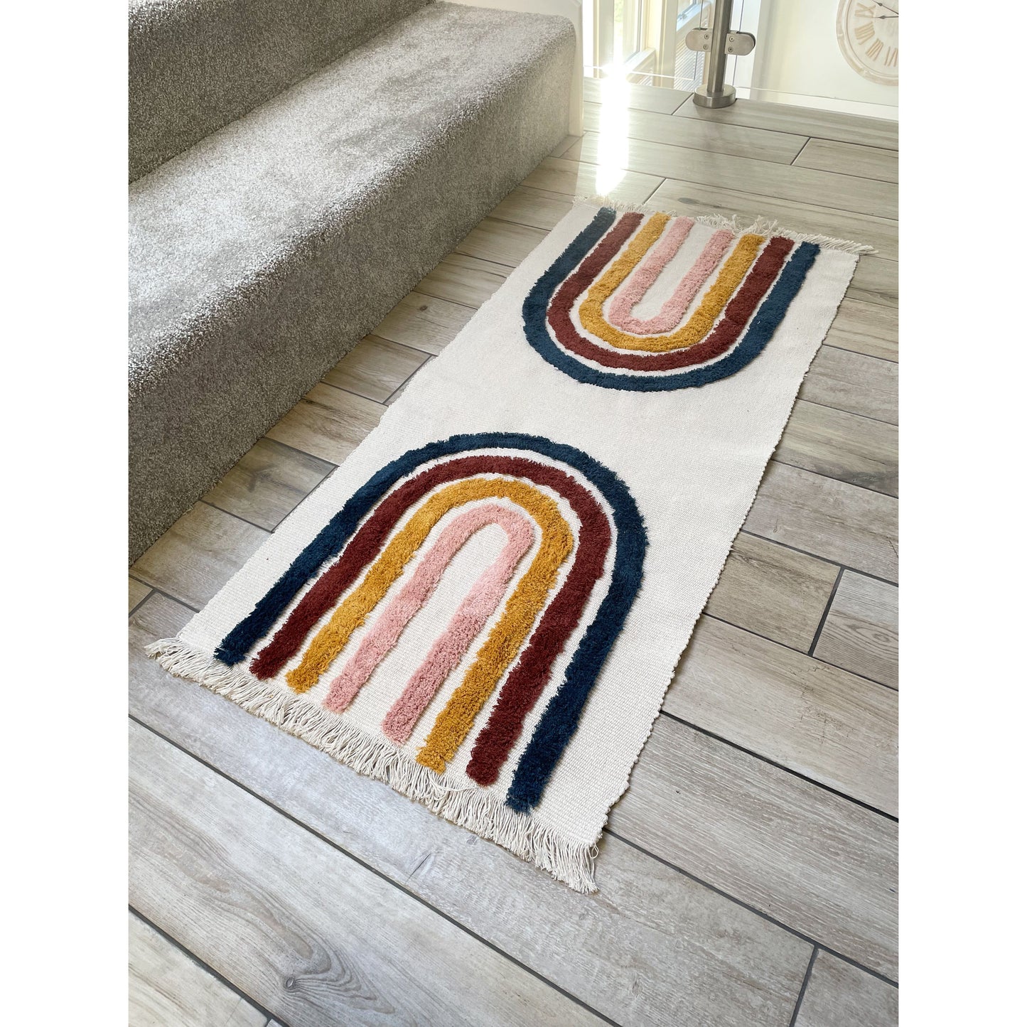 Rainbow Tufted Hallway Runner Rug 60 x 90cm