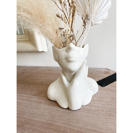 Face Planter Ceramic Vase in White
