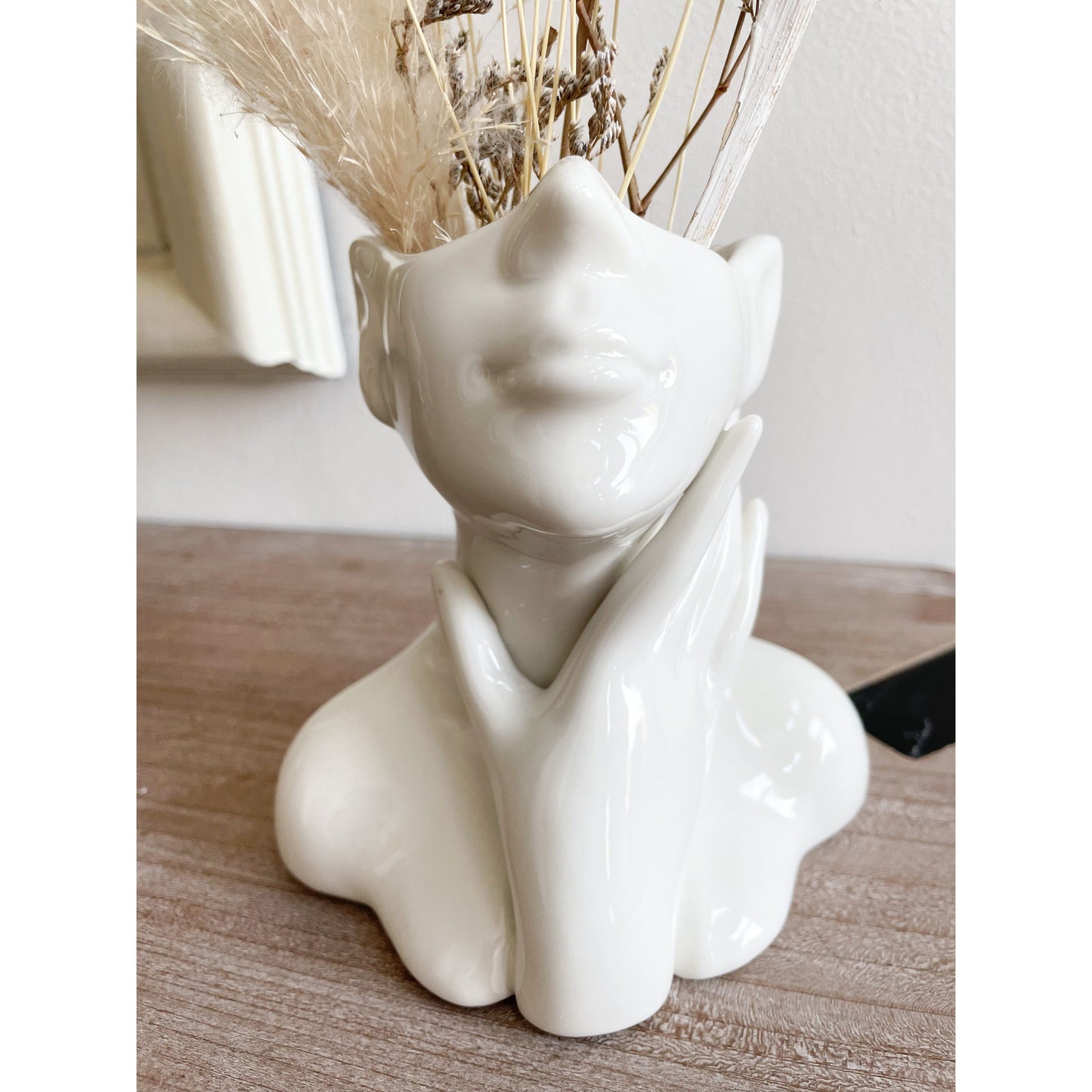 Face Planter Ceramic Vase in White