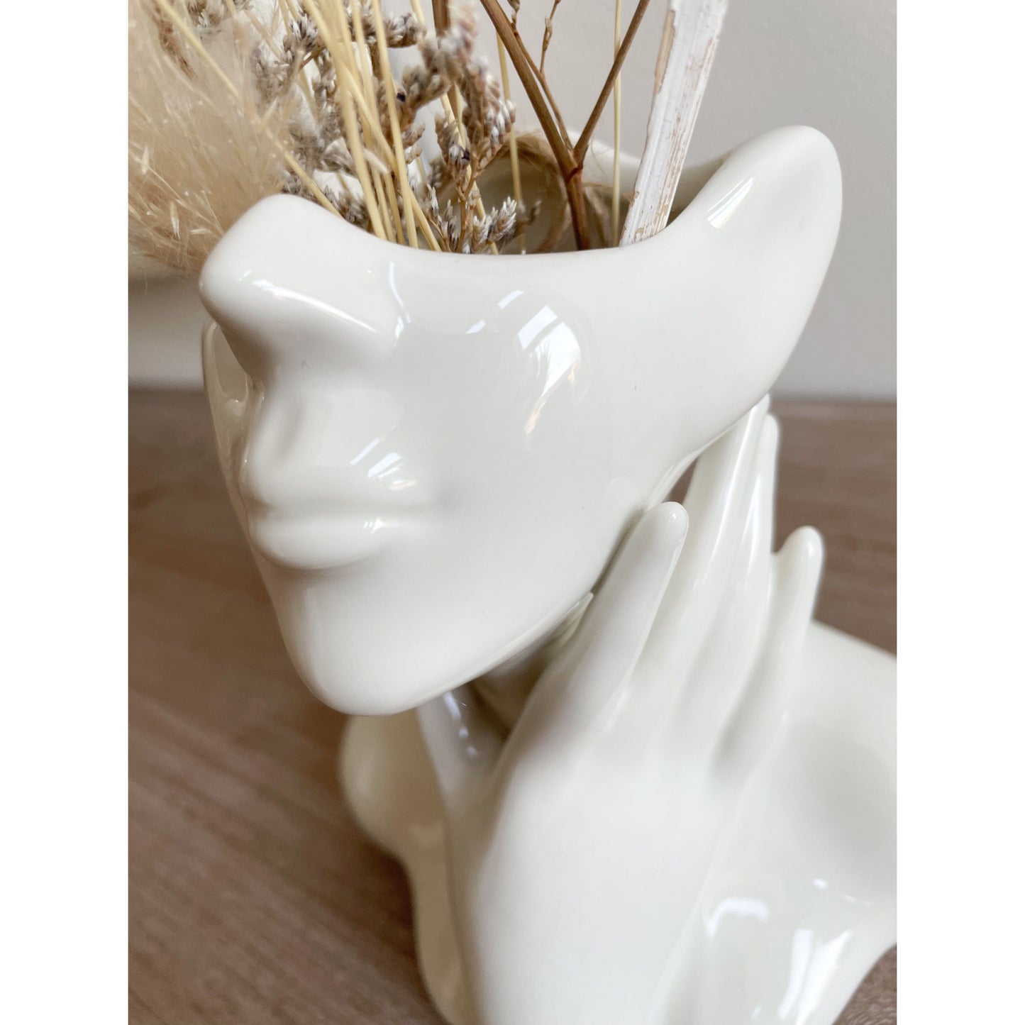 Face Planter Ceramic Vase in White
