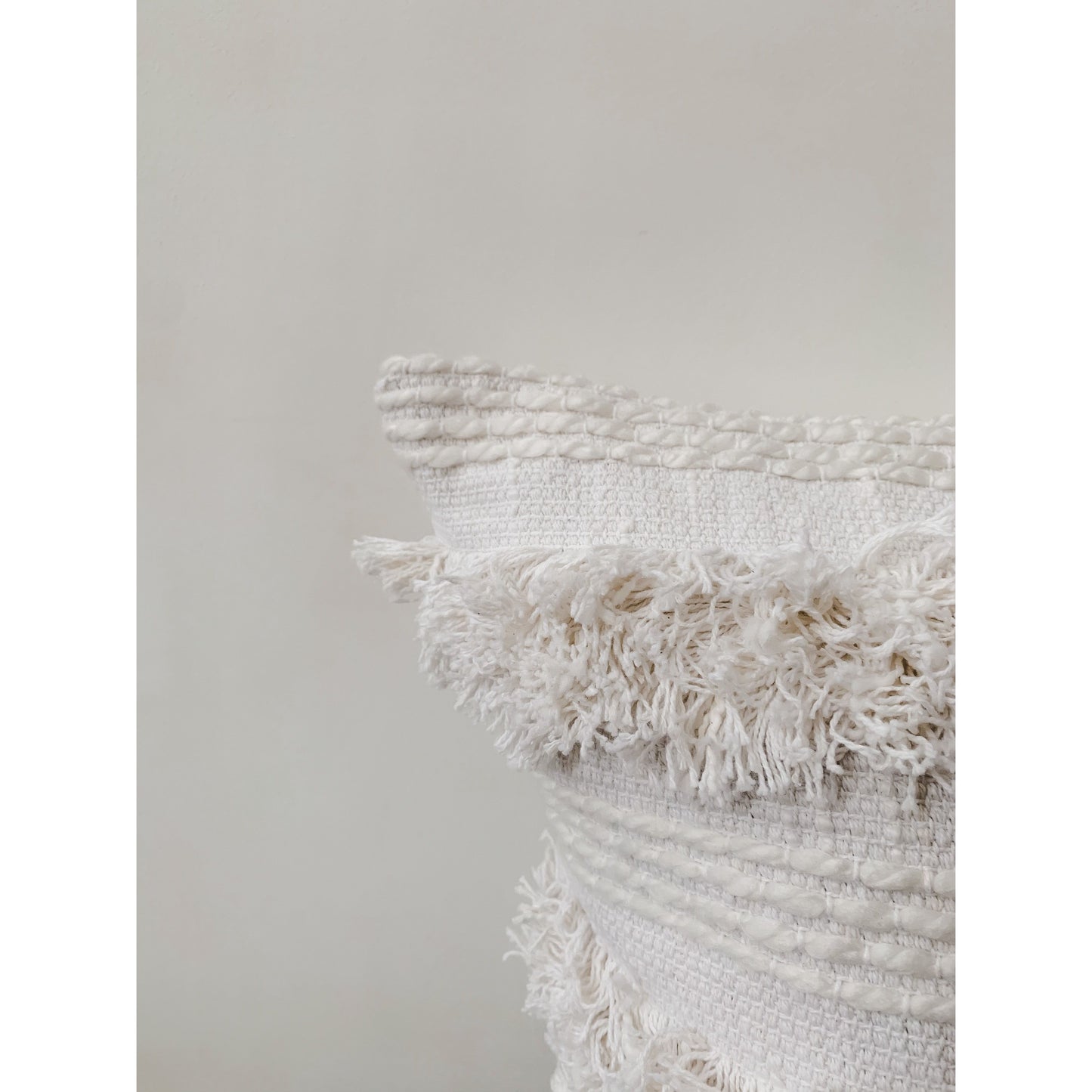White Boho Tufted Cushion 45 x 45cm