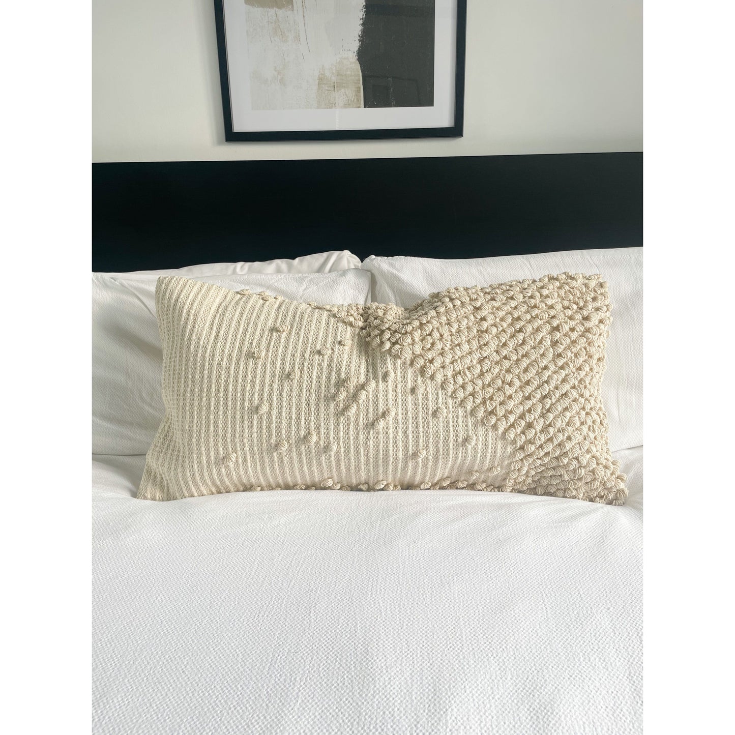 Ivory lumbar cotton cushion cover