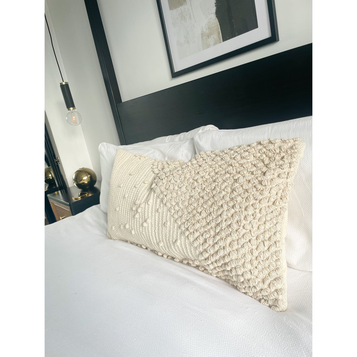 Ivory lumbar cotton cushion cover