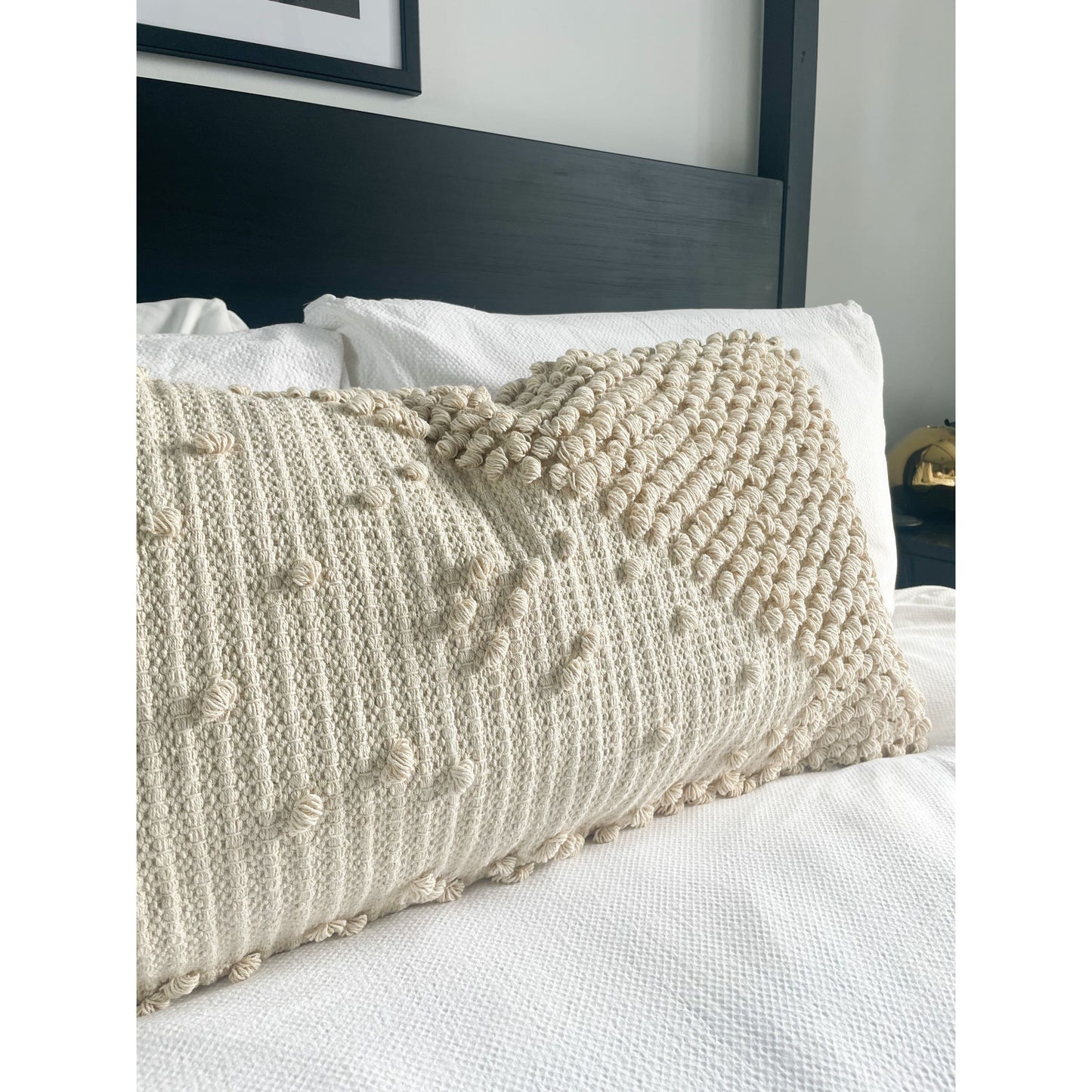 Ivory lumbar cotton cushion cover