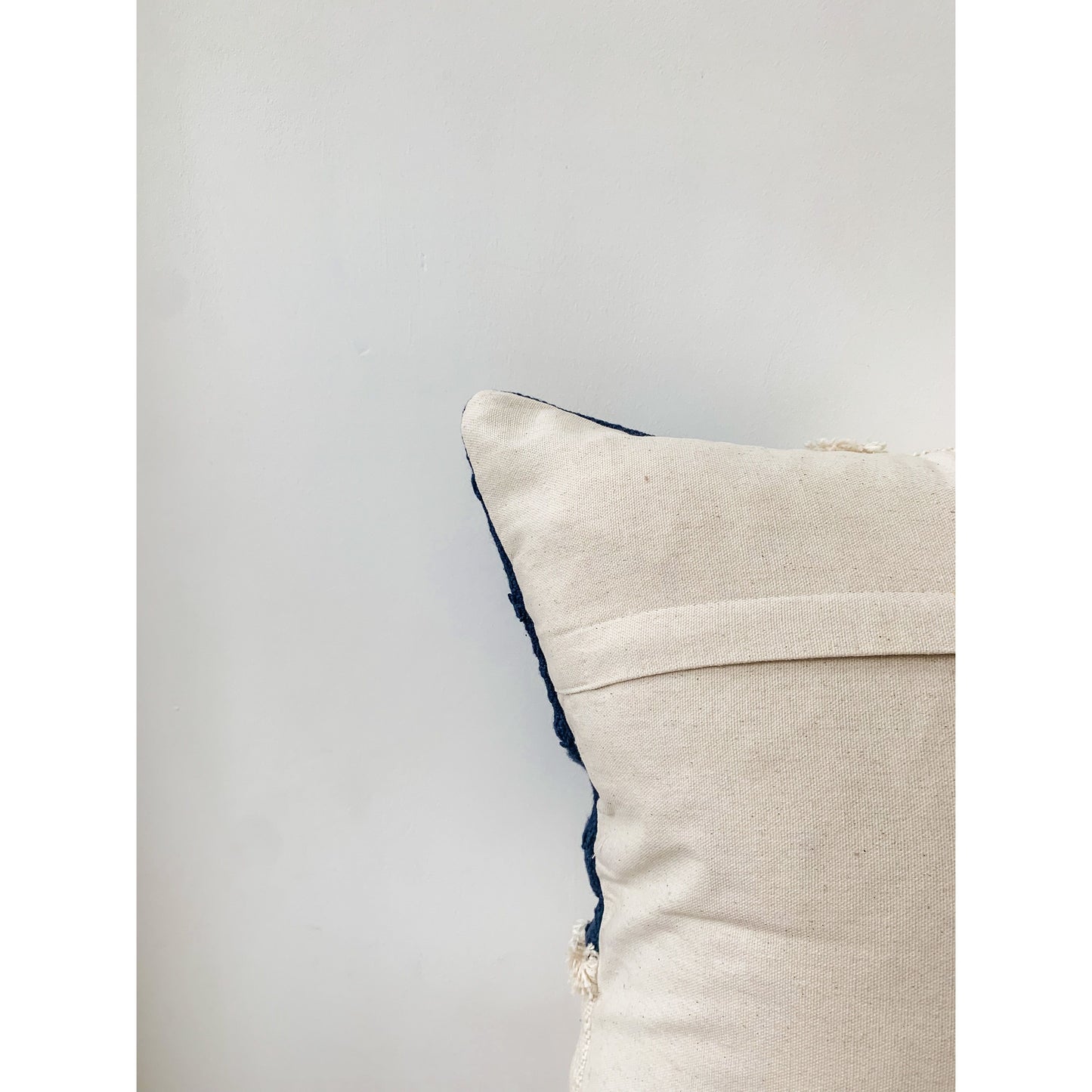 Beige and Blue Tufted Cotton Cushion Cover 45 x 45cm decorative boho navy linen throw pillow case 18x18cm