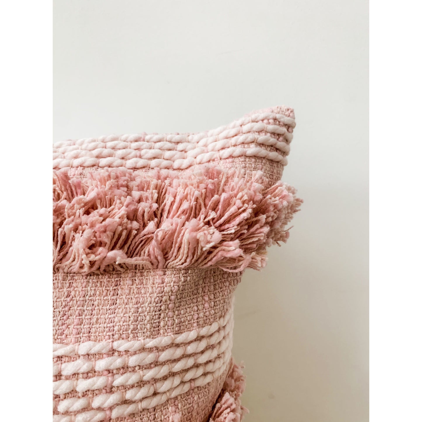 Pink Tufted Boho Cotton Cushion 45x45cm