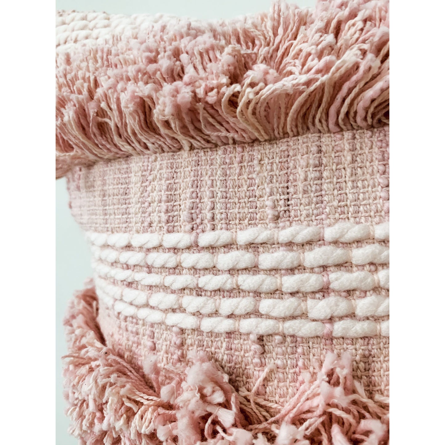 Pink Tufted Boho Cotton Cushion 45x45cm
