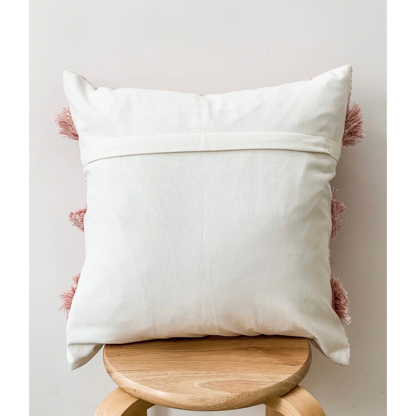 Pink Tufted Boho Cotton Cushion 45x45cm