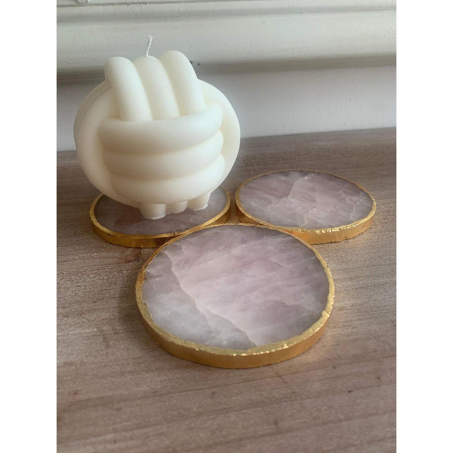 Pink Quartz Agate Stone Coasters